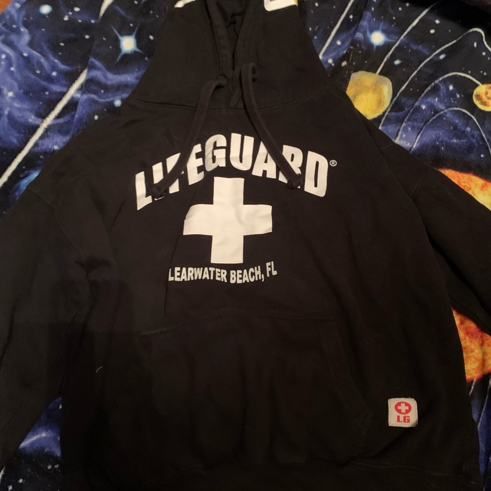 black lifeguard hoodie. size large in kids (small for juniors)